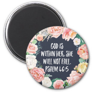 God Is Within Her Floral Christian Magnet