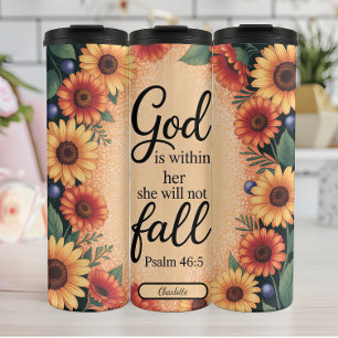 God Is Within Her Floral Verse Thermal Tumbler