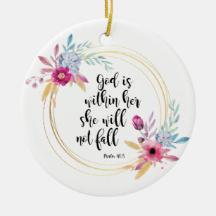 God is Within Her Psalm 46:5 Ceramic Ornament