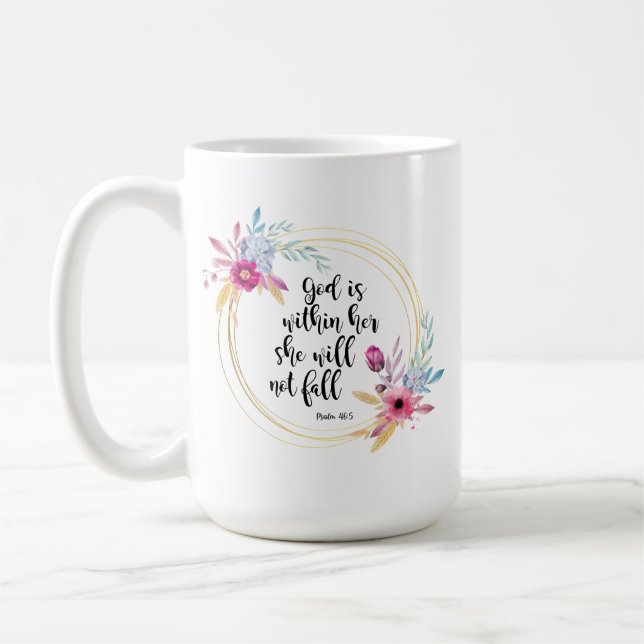 God is Within Her Psalm 46:5 Coffee Mug (Left)