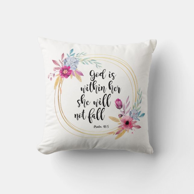 God is Within Her Psalm 46:5 Cushion (Front)