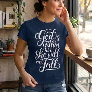 God Is Within Her Psalm 46:5 Navy Blue Christian T-Shirt
