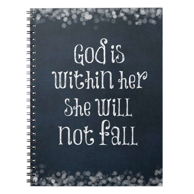 God is Within Her, She Will Not Fall Bible Verse Notebook (Front)