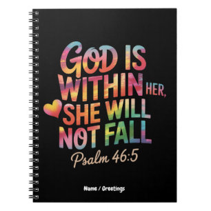 God is Within Her, She Will Not Fall Bible Women Notebook
