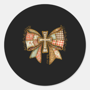 God Is Within Her She Will Not Fall Coquette Bow C Classic Round Sticker