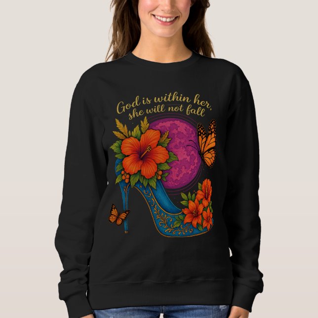 God is within her sweatshirt (Front)