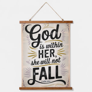 God is within her Vintage Christian Wall Hanging Tapestry