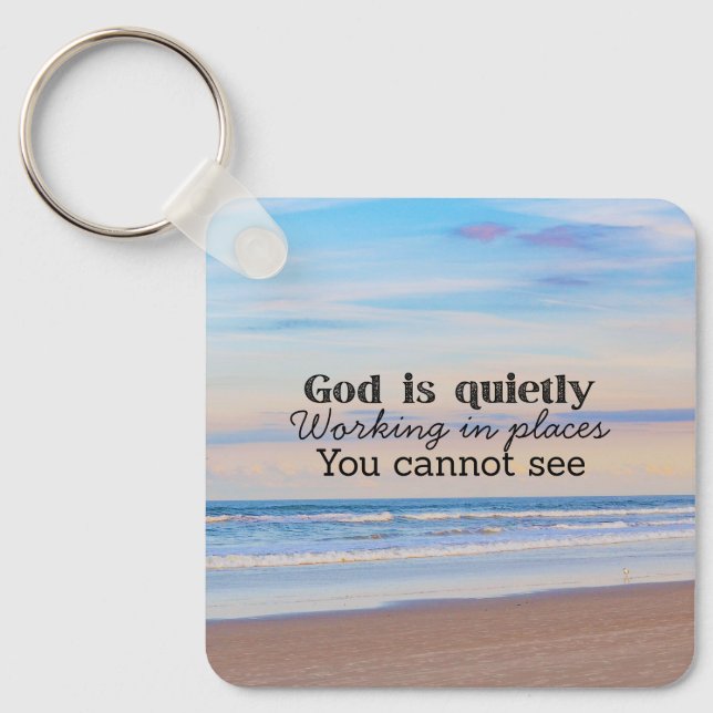 God is working Christian typography Biblical  Key Ring (Front)