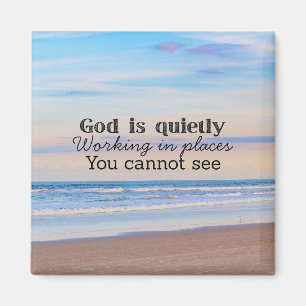 God is working Christian typography Biblical Magnet