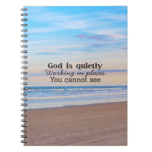 God is working Christian typography Biblical Notebook