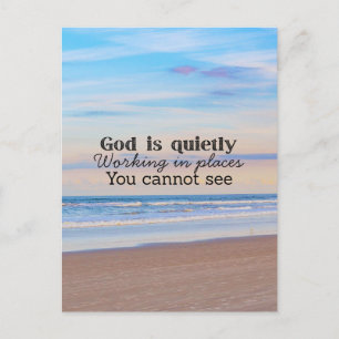 God is working Christian typography Biblical Postcard