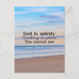 God is working Christian typography Biblical  Postcard