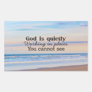 God is working Christian typography Biblical Rectangular Sticker