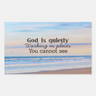 God is working Christian typography Biblical  Rectangular Sticker