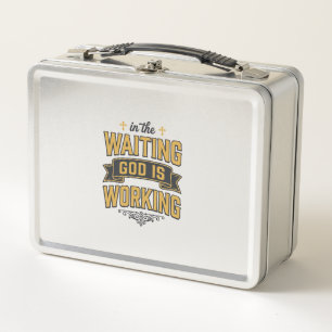 God Is Working Vintage Faith Typography Shirt_1 Metal Lunch Box