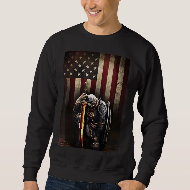 God Jesus Christian American Flag Knight Templar P Sweatshirt (Front)
