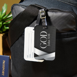 GOD   John 3:16 With Bold Metallic Background Luggage Tag
