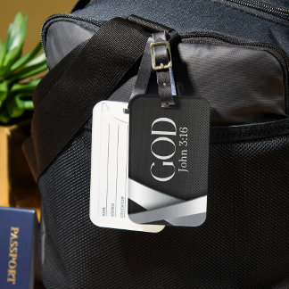 GOD | John 3:16 With Bold Metallic Background Luggage Tag