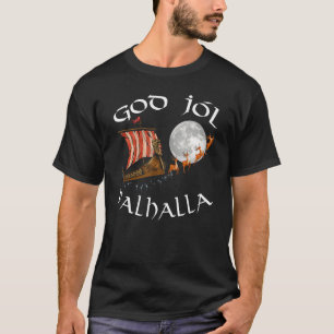 God Jól Good Yule Christmas Viking Ship With Reind T-Shirt