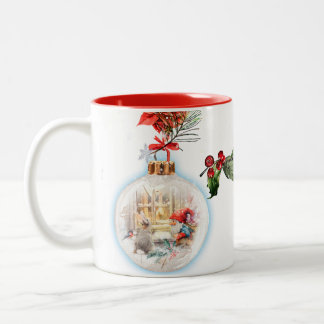 God Jul Christmas Stocking – Festive Poinsettia  Two-Tone Coffee Mug