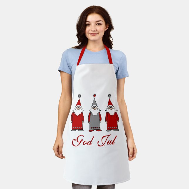 God Jul | Cute Funny Norwegian Merry Christmas Apron (Worn)