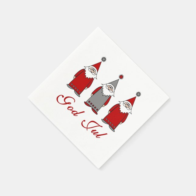 God Jul | Cute Funny Tomten Norwegian Christmas Napkin (Corner)