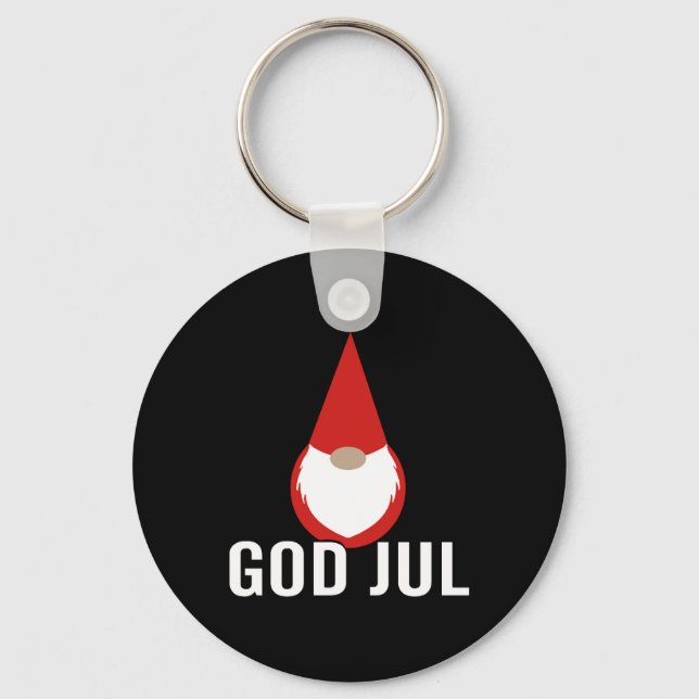 God Jul Gnome Tomte Merry Christmas Key Ring (Front)