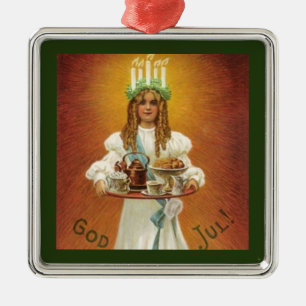 God Jul! Lucia with treats Metal Tree Decoration