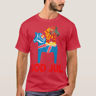 God Jul Merry Christmas Dala Horse Tomte Julbock S T-Shirt