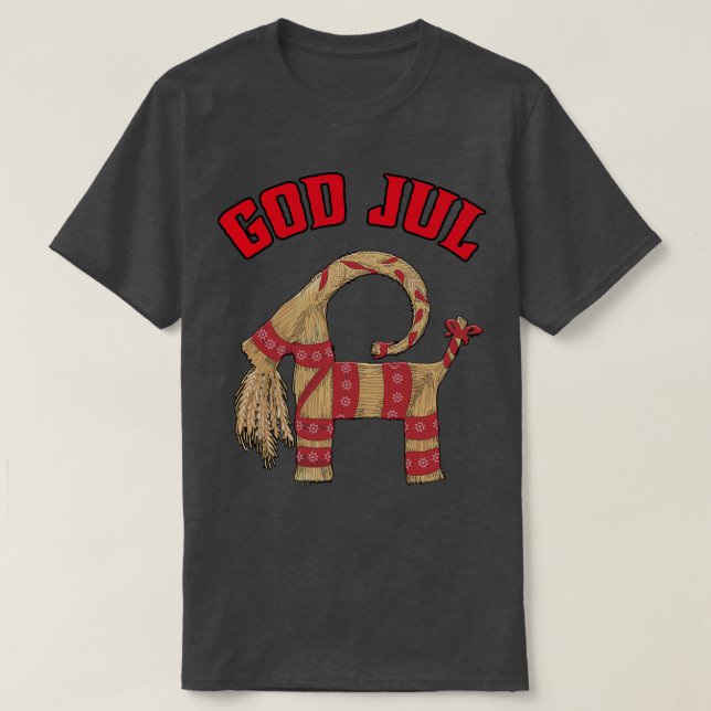 God Jul Merry Christmas Julbock Straw Goat T-Shirt (Design Front)