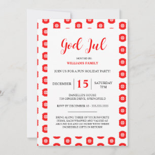 God Jul Merry Christmas Party Pattern Invitation