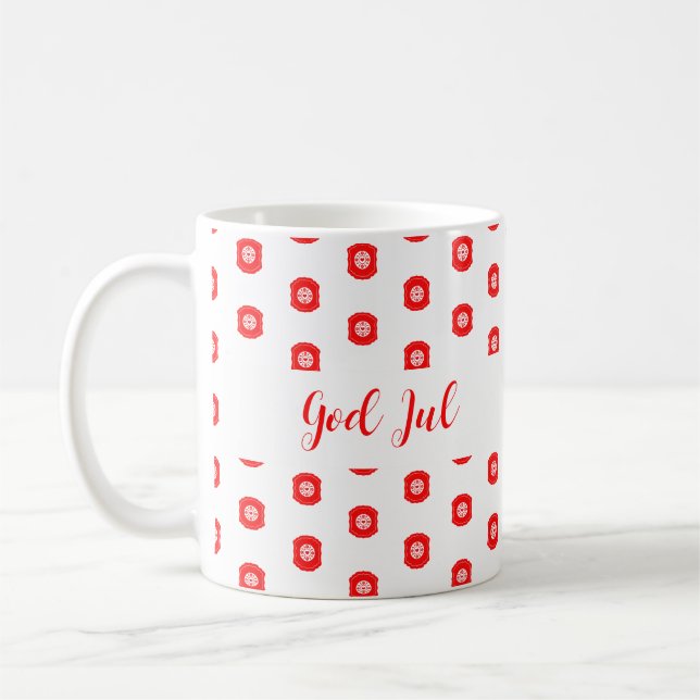 God Jul Merry Christmas Pattern Holiday Gift Coffee Mug (Left)