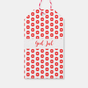 God Jul Merry Christmas Scandinavian pattern gift Gift Tags