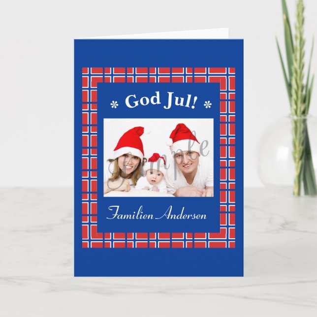 God Jul Norwegian Christmas Holiday Greeting Card (Front)