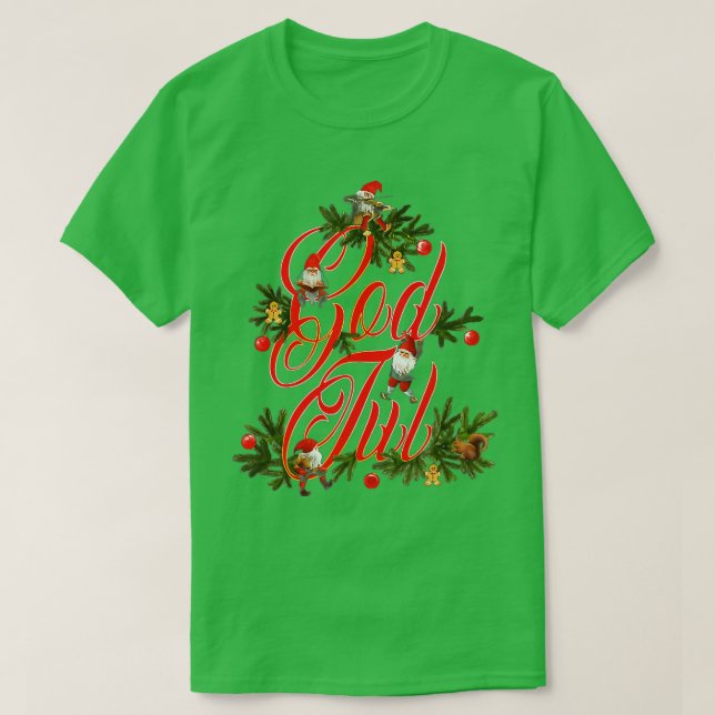 God Jul Norwegian Christmas Norway Elves Julenisse T-Shirt (Design Front)