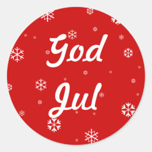 God Jul Snowflakes Classic Round Sticker