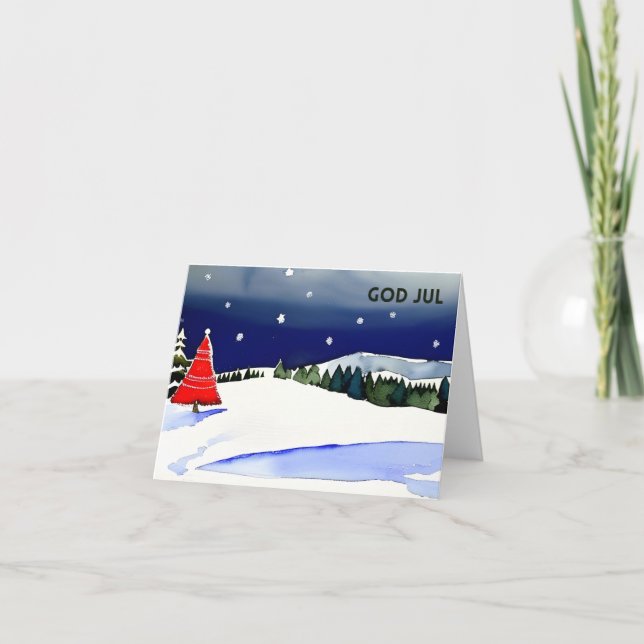 God Jul, Swedish Christmas  Card (Front)