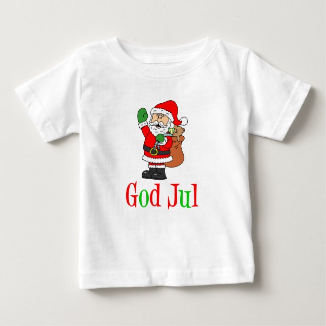 God Jul Swedish Christmas Santa Baby T-Shirt (Front)
