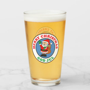 God Jul Swedish Christmas Santa Glass