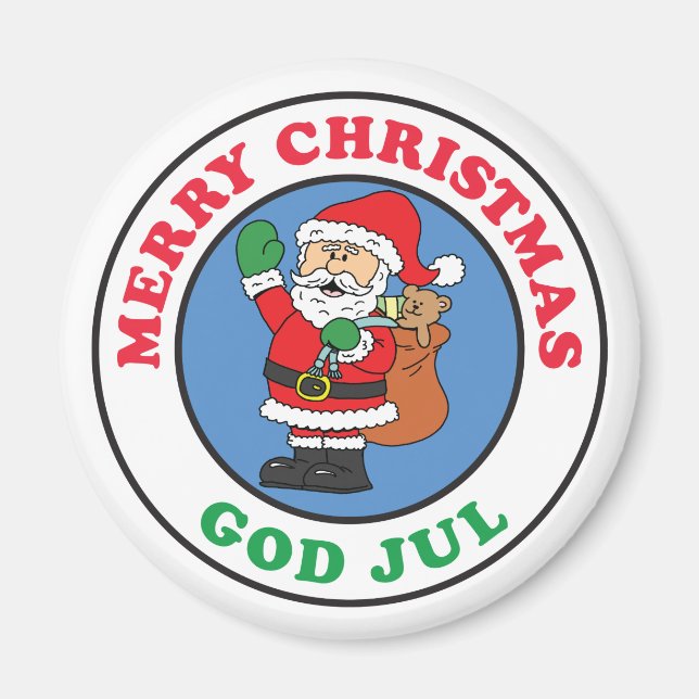 God Jul Swedish Christmas Santa Magnet (Front)
