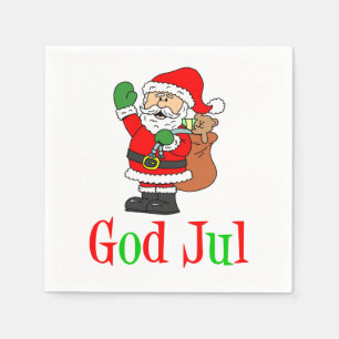 God Jul Swedish Christmas Santa Napkins