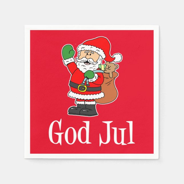 God Jul Swedish Christmas Santa Napkins (Front)