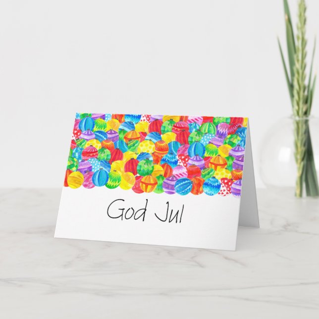 God Jul Swedish Christmas , watercolor Holiday Card (Front)