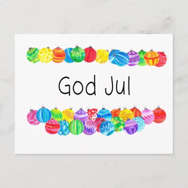 God Jul Swedish Christmas , watercolor Postcard (Front)