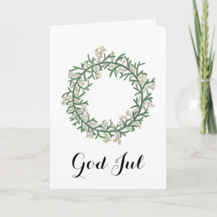 God Jul, Swedish Christmas Wreath Holiday Card