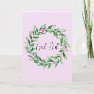 God Jul, Swedish Christmas Wreath Holiday Card