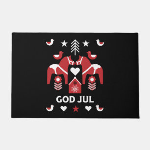 God Jul Swedish Folk Art   Doormat