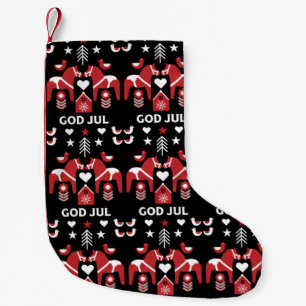 God Jul Swedish Folk Art Small Christmas Stocking