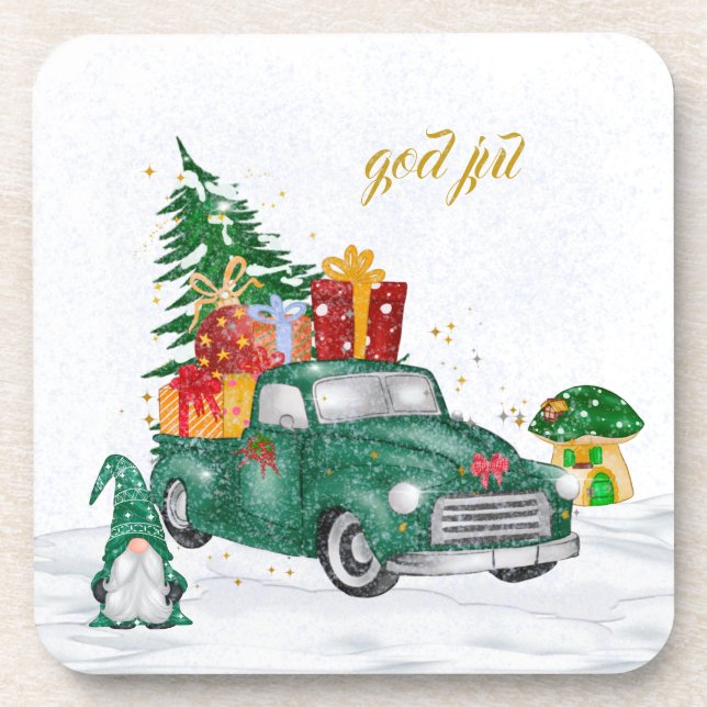 God Jul Swedish Gnomes Coaster (Front)