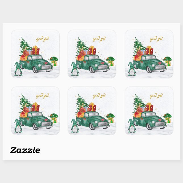 God Jul Swedish Gnomes  Square Sticker (Sheet)